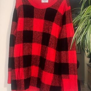 Old Navy Red and Black Plaid Sweatshirt
